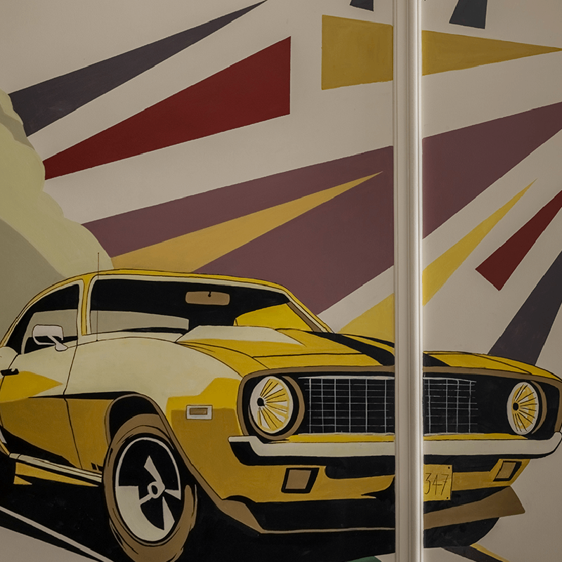 A Retro Dream — kids room mural with retro muscle car