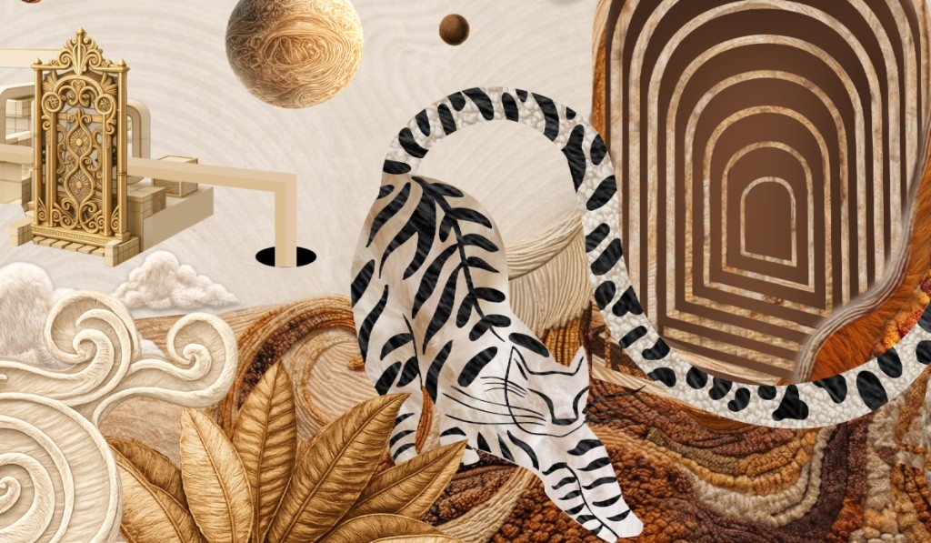 Finding Form — palm trees, planets, and an Art Deco pavilion finding direction in a desert landscape