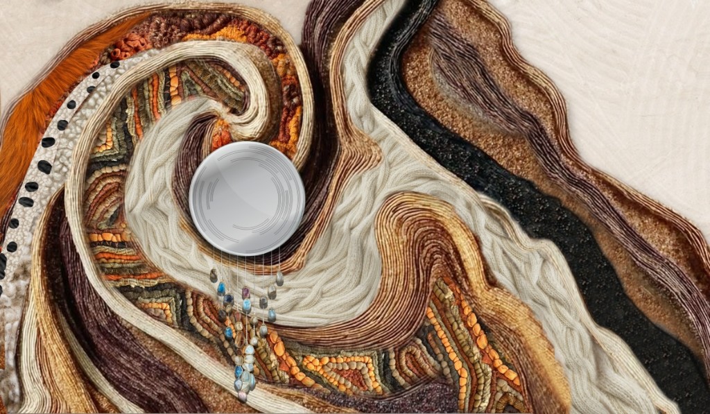 Sensory Terrain — ropes, woven textiles, and a hanging windchime forming an immersive tactile world